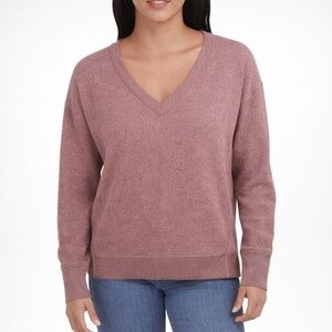 Lucky Brand Women's XS V-Neck Sweater Cognac Polyester Blend a1811